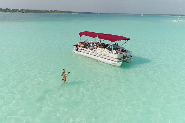 Bacalar Seven Color Lagoon Small-Group Pontoon Boat Ride