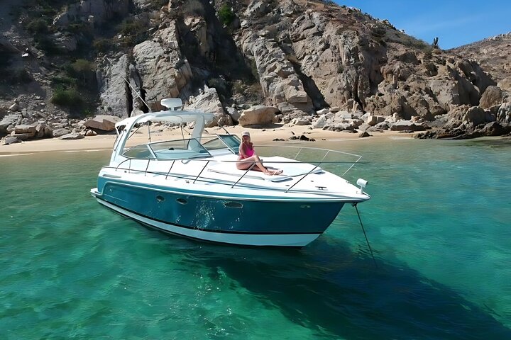 Anchor in secluded coves and sunbathe on your private 34ft yacht in beautiful Cabo San Lucas.