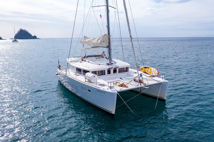 Snorkel and sunbathe in paradise! Anchor in a pristine cove to swim, snorkel, and relax on the nets of your luxury catamaran before the incredible Costa Rican sunset sail!