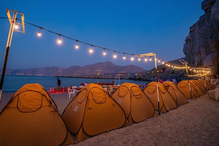 Unwind under the stars! Enjoy beach camping and a delicious BBQ Dinner after your Musandam Khasab Dhow Cruise.