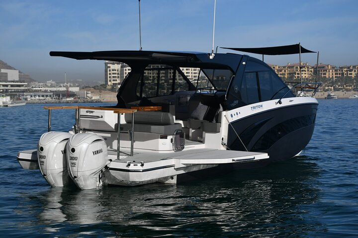 Indulge in a custom private 38ft yacht charter, exploring the best of Cabo San Lucas in style.
