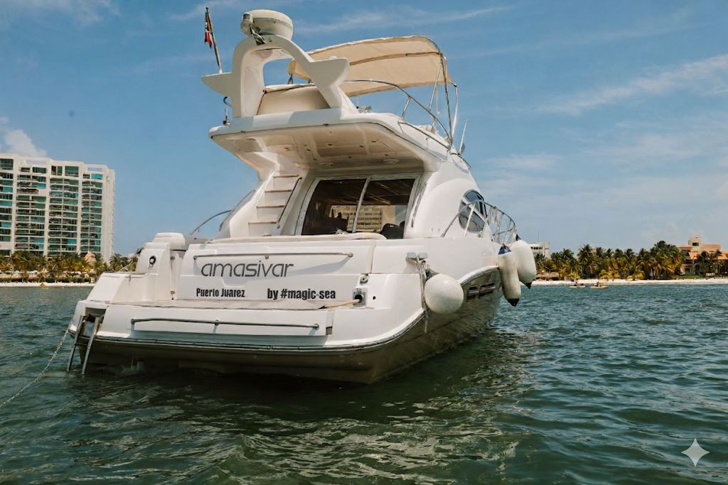 45ft Sealine Amasivar is an elegant yacht charter from Cancun and Costa Mujeres