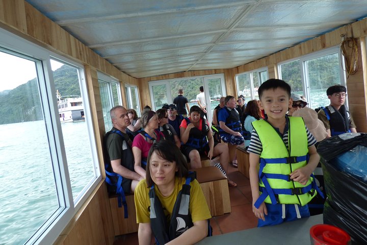 moto-boat to visit some caves in Halong Bay