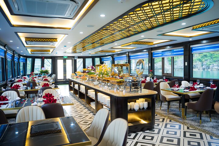 Best Seller Halong Luxury Day Cruise: Buffet Lunch & Sunset Party