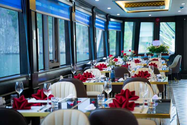 Best Seller Halong Luxury Day Cruise: Buffet Lunch & Sunset Party
