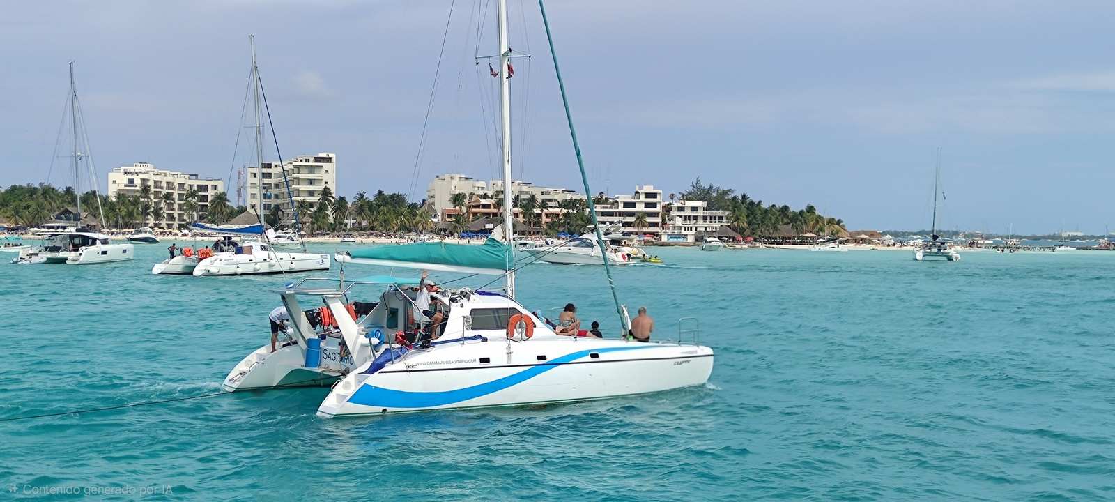Catamaran for a family snorkel tour 38ft