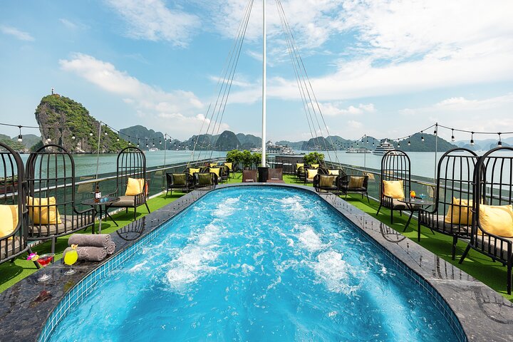 Ha Long Bay 5-Star Cruise with Swim, Kayak, Jacuzzi & Limousine