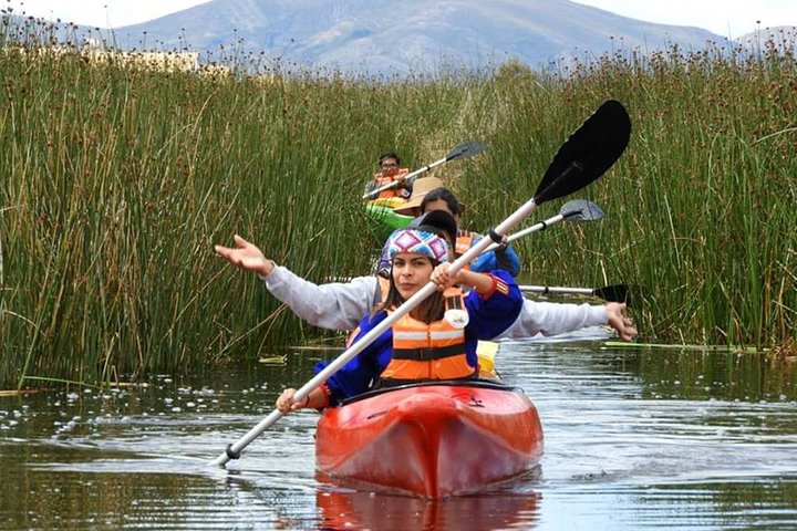 Kayaking by The Uros Island