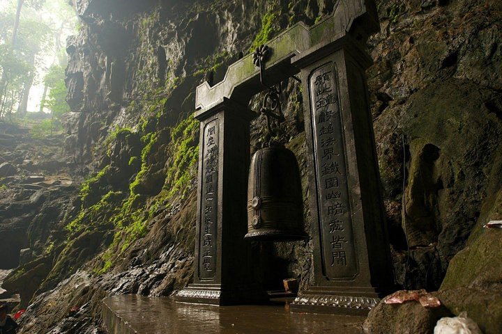 big bronze bell inside pagoda