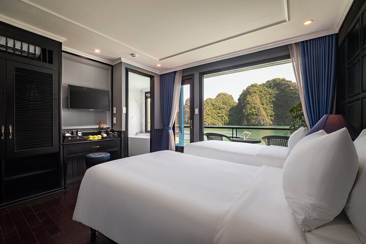 Luxury Rosy Cruise 3 Days Explore Halong Bay Lan Ha Bay Private Balcony