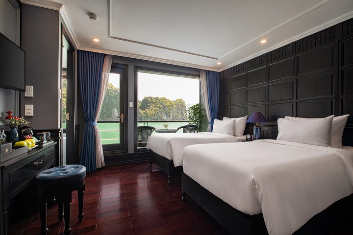 Luxury Rosy Cruise 3 Days Explore Halong Bay Lan Ha Bay Private Balcony