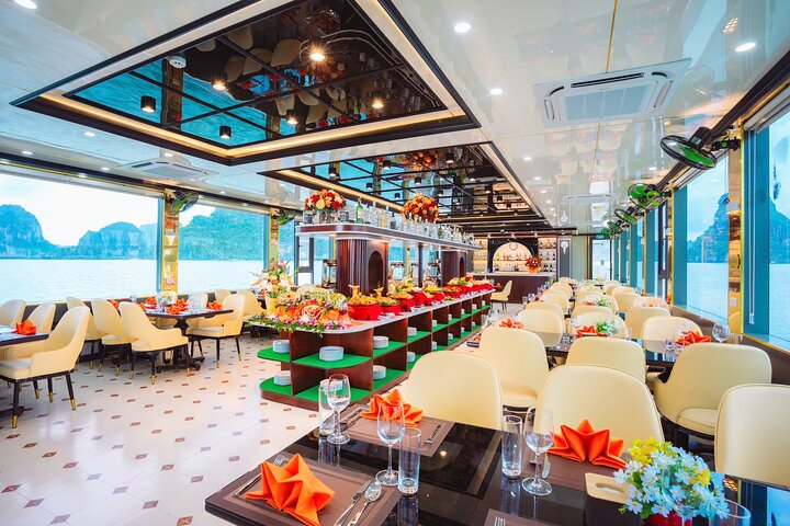 Sky Cruise Luxury 5 Star Halong One Day Tour, Buffet & Jacuzzi